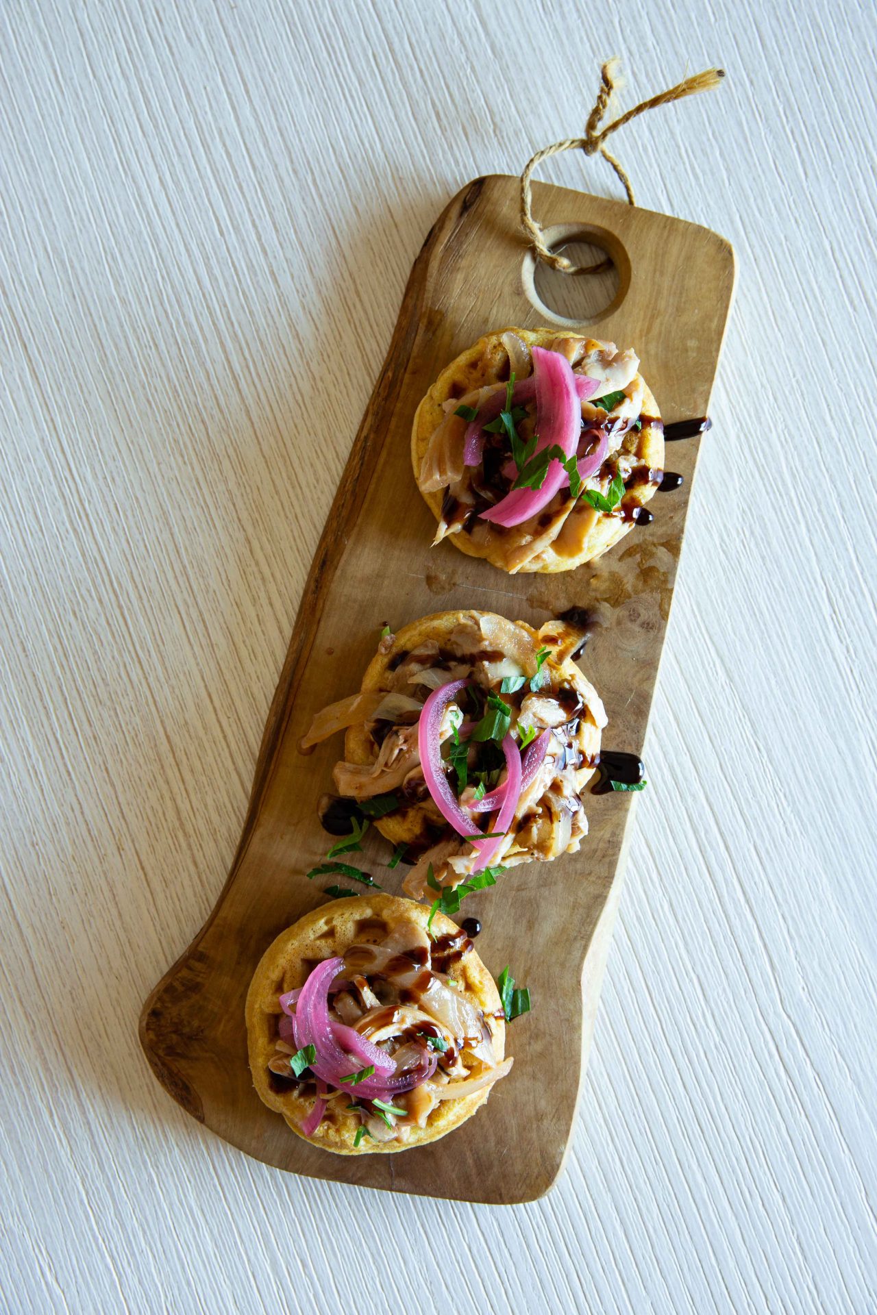 Maple Pulled Chicken with Cornbread Waffles - Overtime Cook