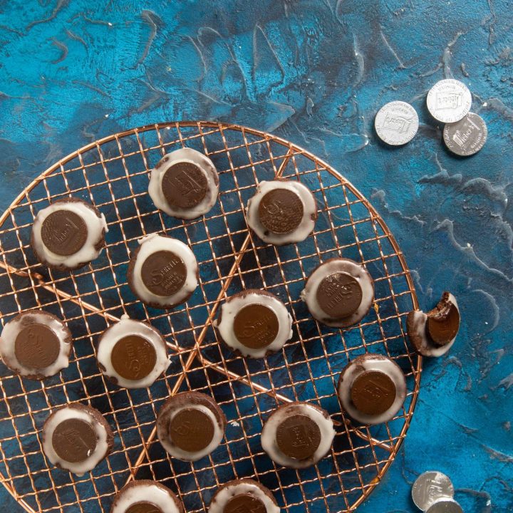 Thin and Crispy Chocolate Gelt Cookies