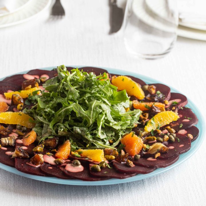 Beet Carpaccio with Tahini Citrus Dressing
