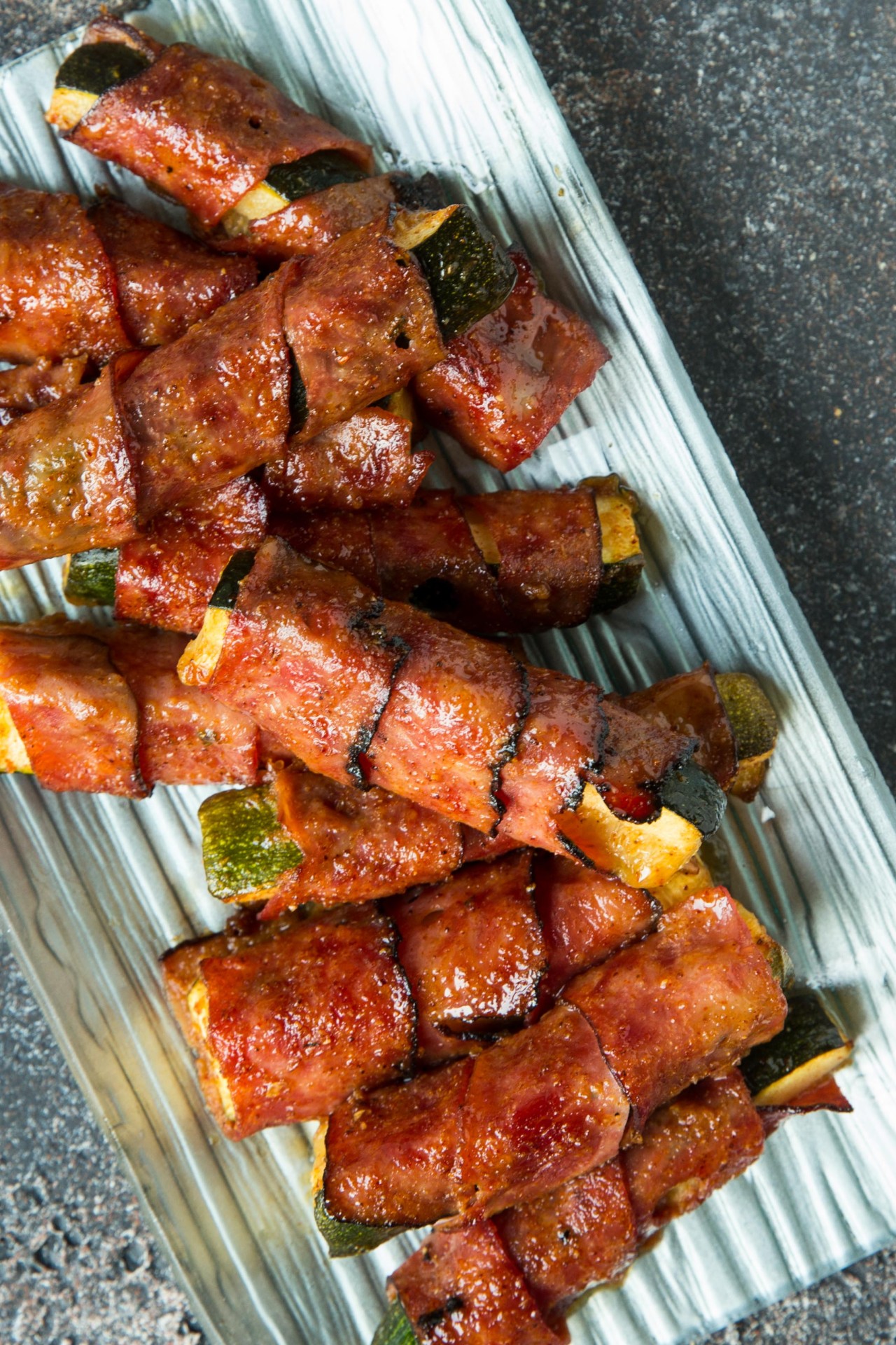 Pastrami Wrapped Zucchini Sticks Overtime Cook